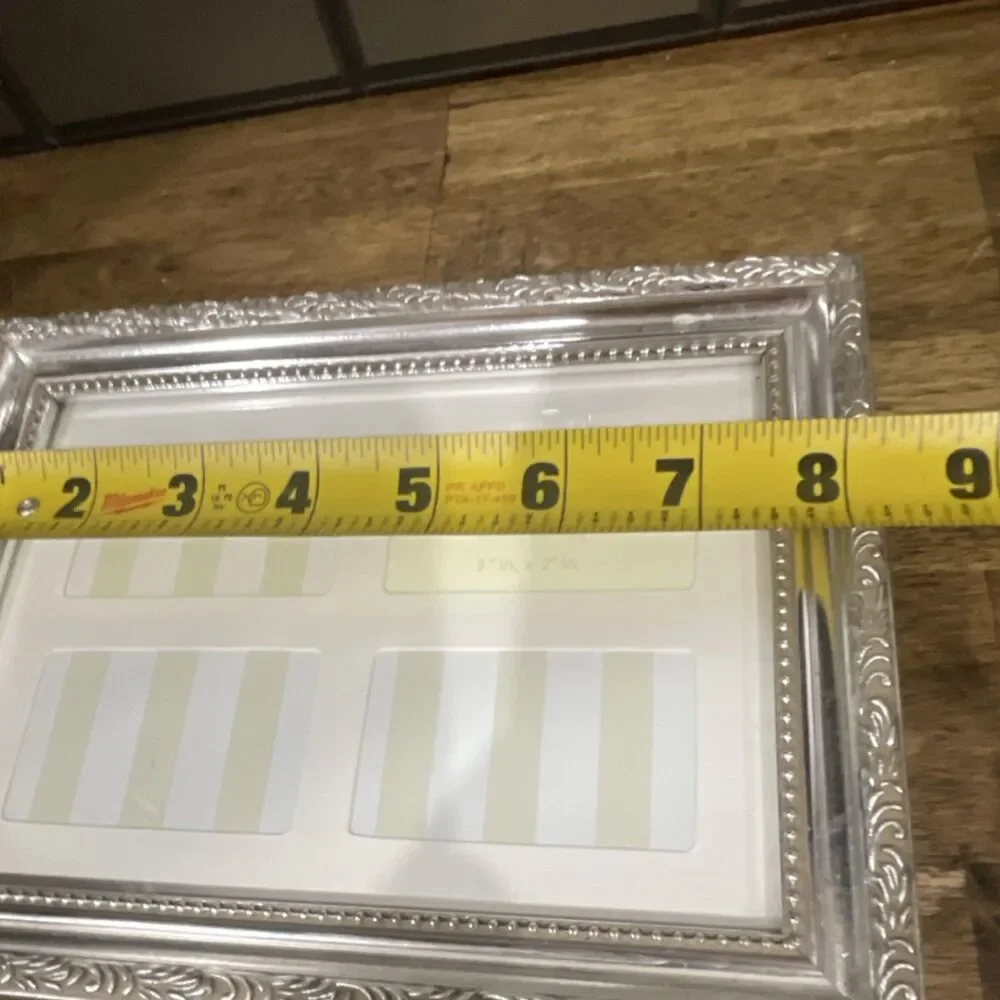 Fetco Ornate Silver Metal Multi-Photo Collage Frame 9x7 Fits 4 Photos 3x2
